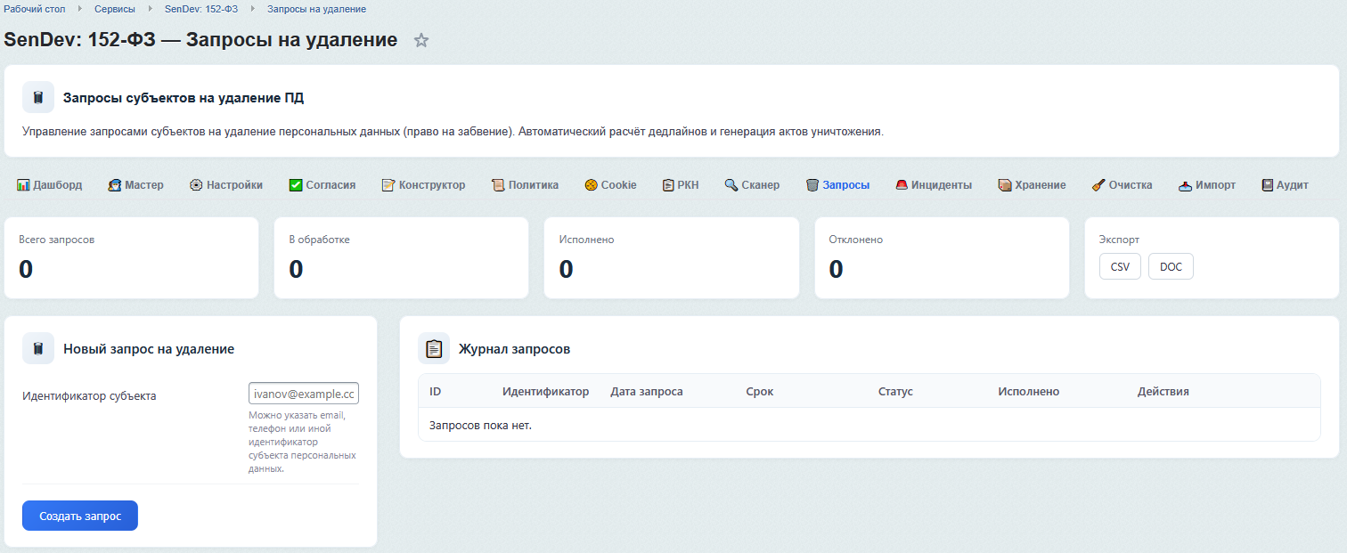 Запросы на удаление