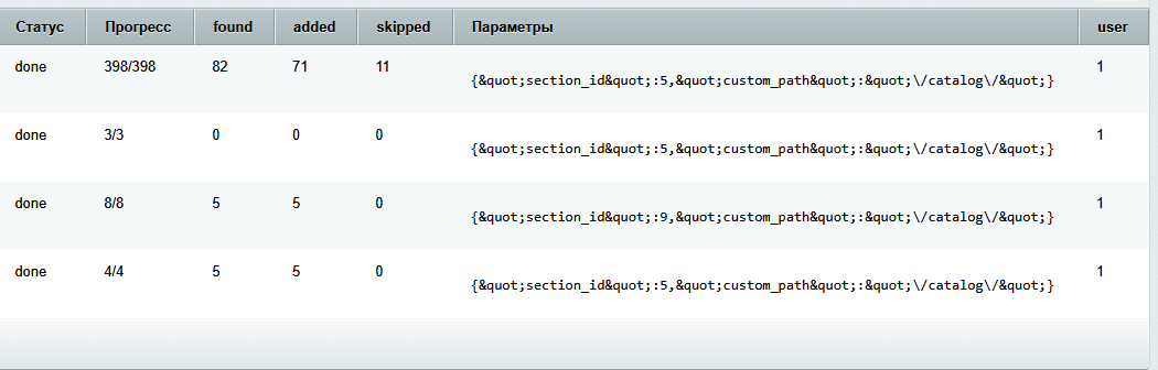 Таблица истории с колонками